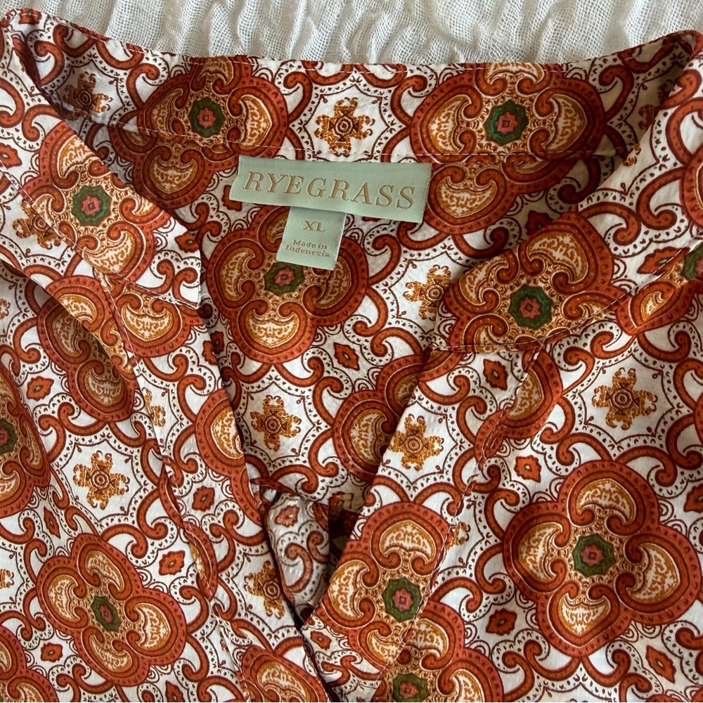 Ryegrass Paisley Checkered Blouse XL - Picture 4 of 10